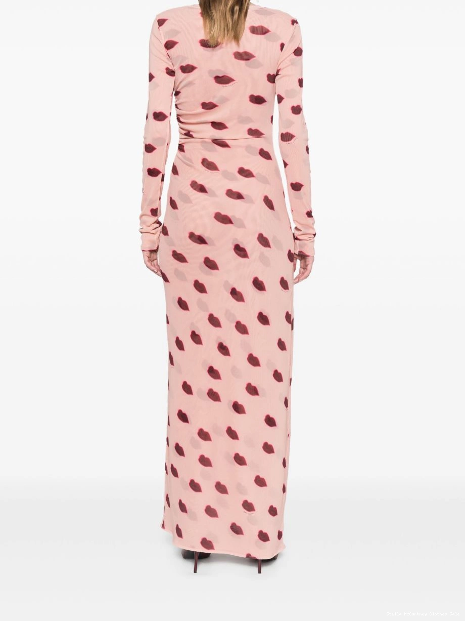 Affordable dress Women Stella maxi lips-print McCartney mesh 0802